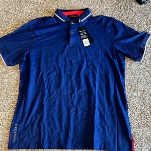 Greyson Men’s Large navy blue polo NEW WITH TAGS
